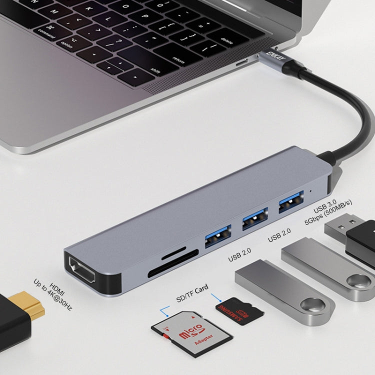 Frendorf | ENKAY Hat-Prince 6 in 1 Typ-C zu 4K HDMI Dockingstation Adapter USB-C Hub SD/TF Kartenleser