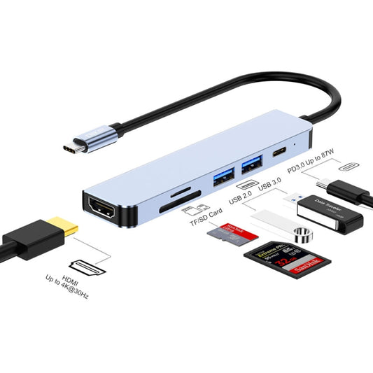 Frendorf | ENKAY Hat-Prince 6 in 1 Typ-C Hub 4K HDMI Dockingstation Adapter USB-C PD Schnellladung SD/TF Kartenleser