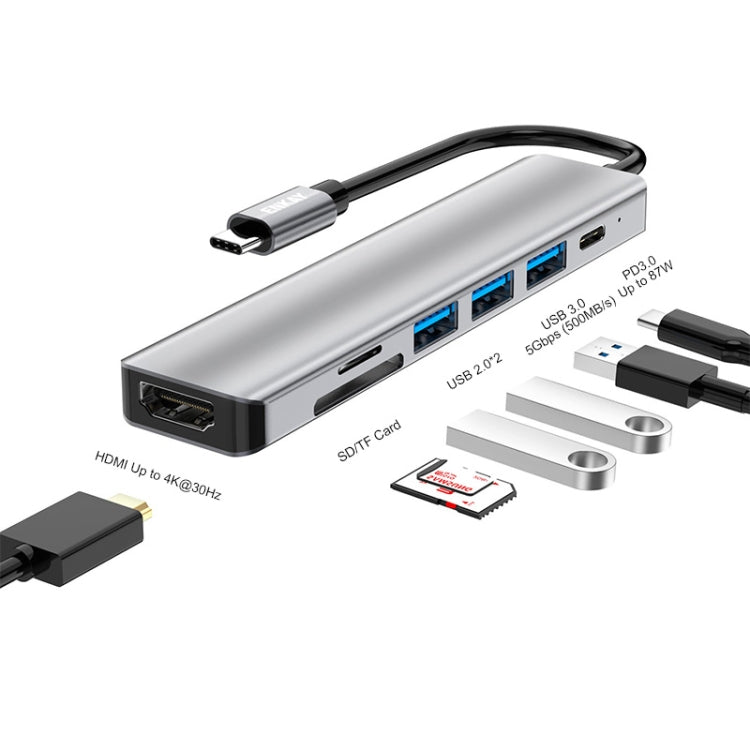 Frendorf | ENKAY Hat-Prince 7 in 1 Typ-C zu 4K HDMI Docking Station Adapter PD Schnelllade Hub SD/TF Kartenleser