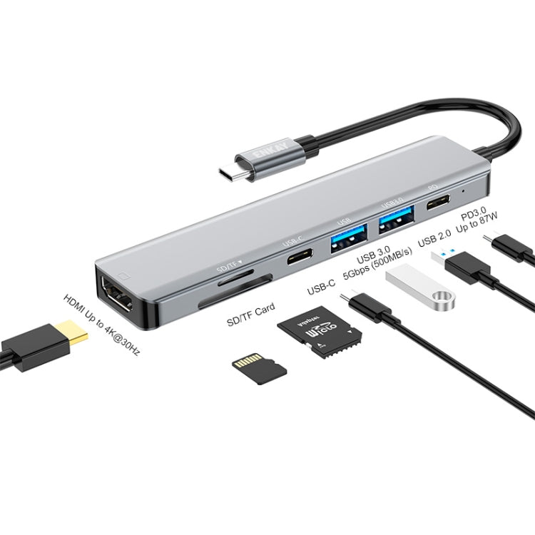 Frendorf | ENKAY Hat-Prince 7 in 1 Typ-C zu 4K HDMI Dockingstation Adapter PD Schnellladehub