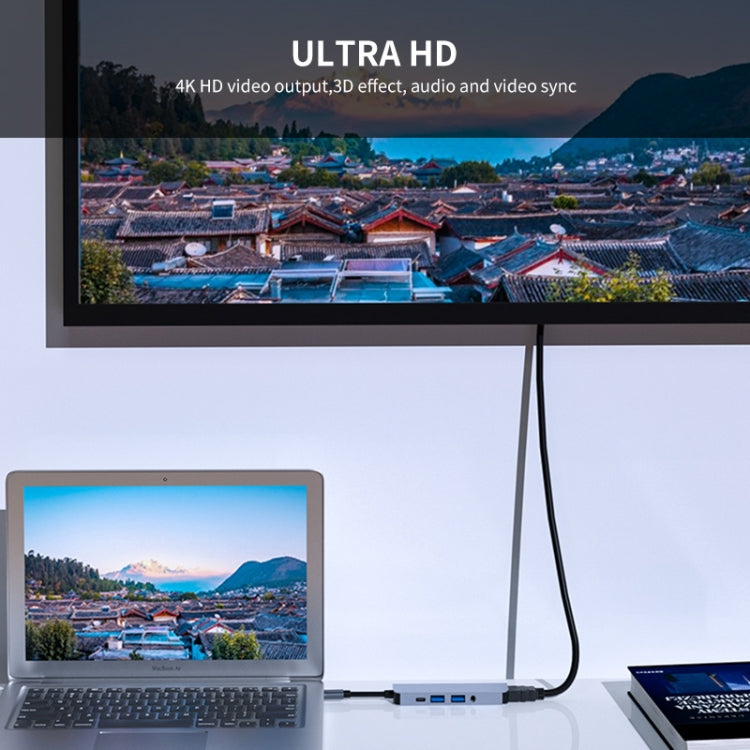 Frendorf | ENKAY Hat-Prince 5 in 1 Type-C Hub 4K HDMI Konverter Dockingstation 3.5mm Audio Jack Adapter