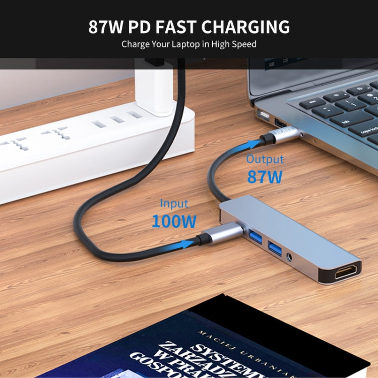 Frendorf | ENKAY Hat-Prince 5 in 1 Type-C Hub 4K HDMI Konverter Dockingstation 3.5mm Audio Jack Adapter
