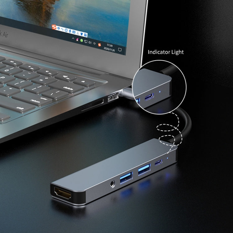 Frendorf | ENKAY Hat-Prince 5 in 1 Type-C Hub 4K HDMI Konverter Dockingstation 3.5mm Audio Jack Adapter