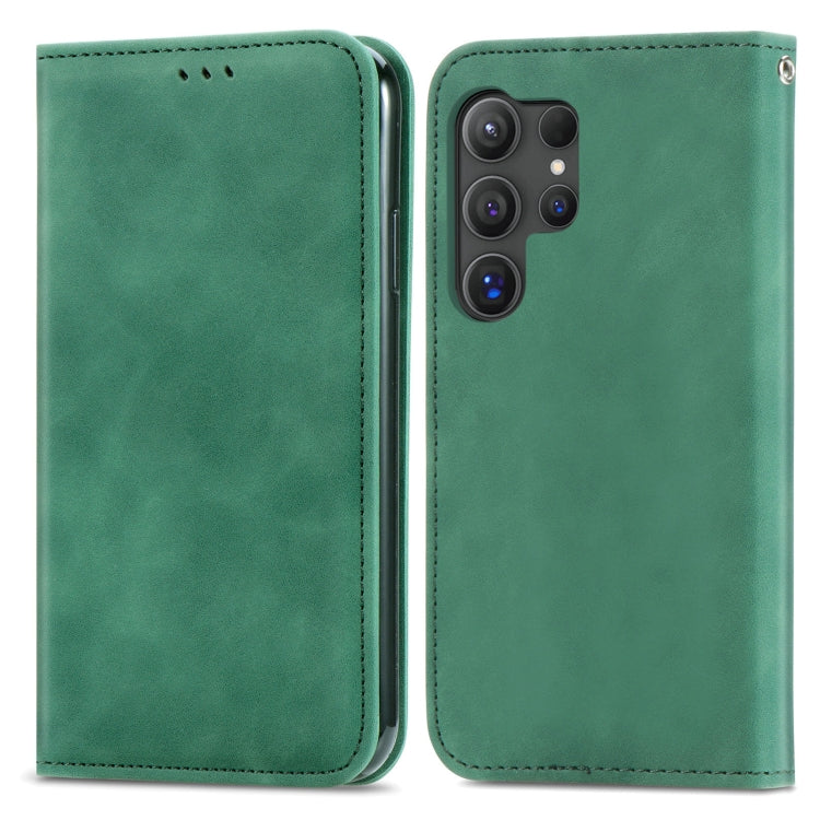 Frendorf | Für Samsung Galaxy S24 Ultra 5G Retro Skin Feel Magnetic Leather Phone Case (Grün)