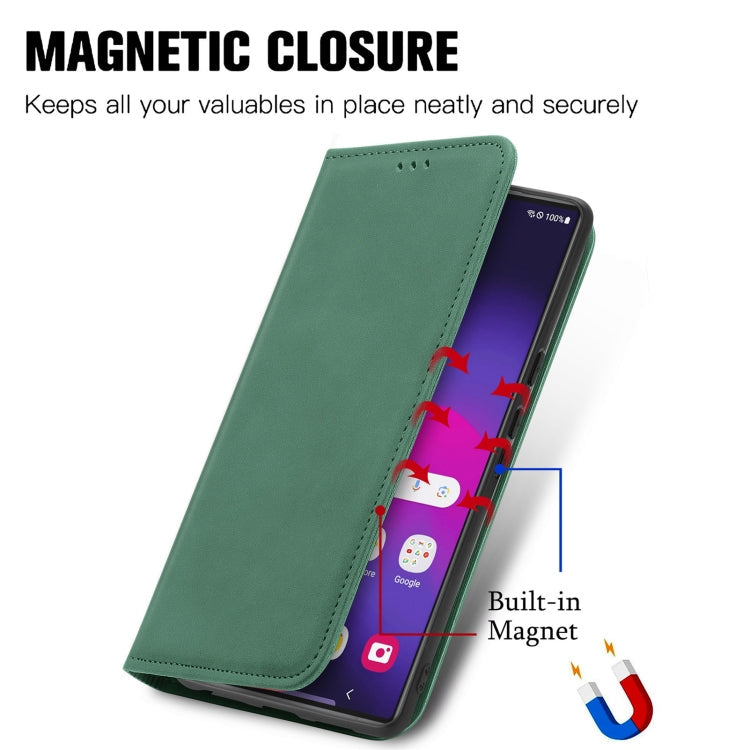 Frendorf | Für Samsung Galaxy S24 Ultra 5G Retro Skin Feel Magnetic Leather Phone Case (Grün)