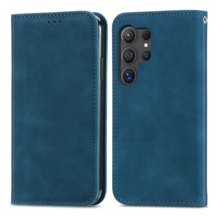 Frendorf | Für Samsung Galaxy S24 Ultra 5G Retro Skin Feel Magnetic Leather Phone Case (Blau)