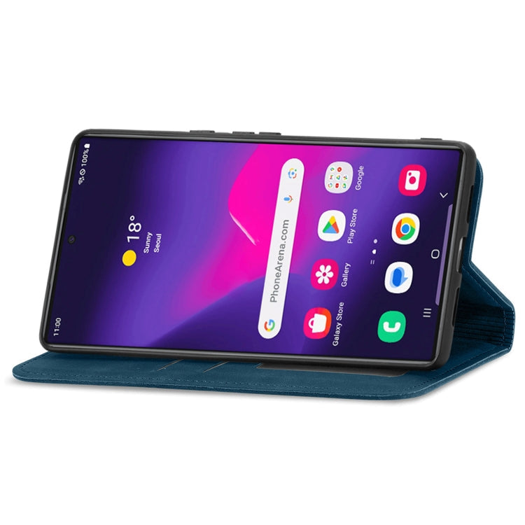 Frendorf | Für Samsung Galaxy S24 Ultra 5G Retro Skin Feel Magnetic Leather Phone Case (Blau)