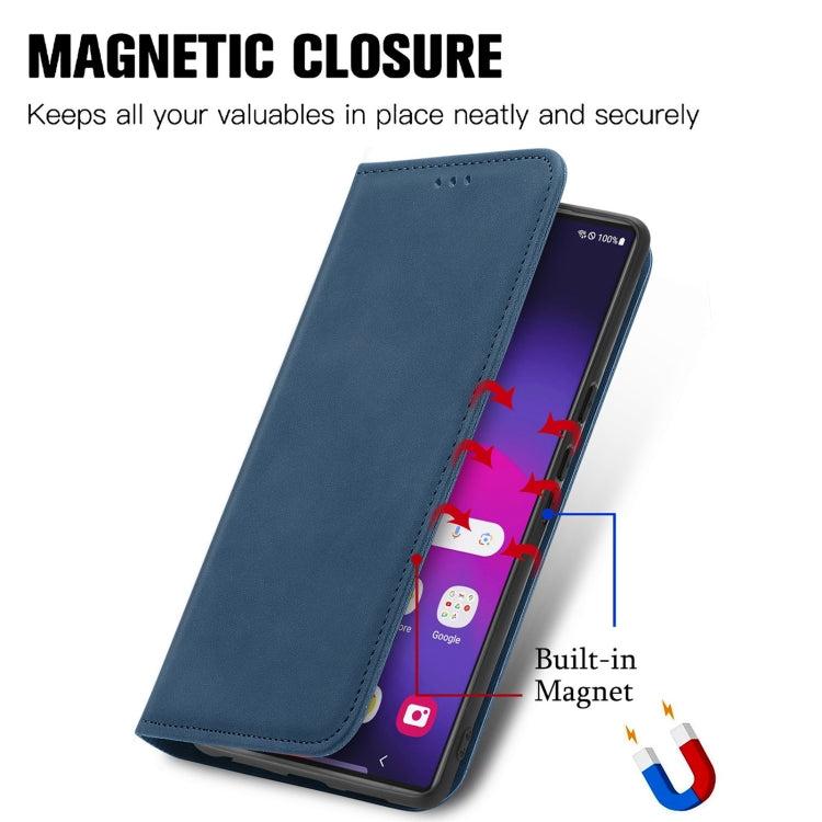 Frendorf | Für Samsung Galaxy S24 Ultra 5G Retro Skin Feel Magnetic Leather Phone Case (Blau)