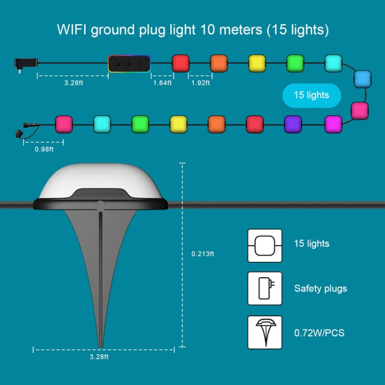 CP01 Outdoor WIFI Smart APP Steuerung Gartenlampe Musik-Synchronisation Außen Bodenlichter (US-Stecker)