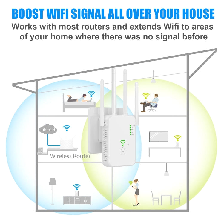 Frendorf | U10 1200Mbps Signal Booster WiFi Extender WiFi Antenne Dual Band 5G Wireless Signal Repeater (US Stecker)