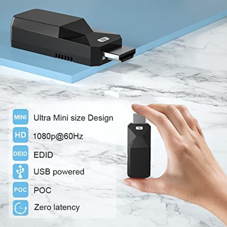 Frendorf | HDMI Extender 50m Audio Video 1080P über Cat5 Cat6 Ethernet Kabel Übertragung verlustfreies Signal HDMI Langstreckenverlängerungsadapter