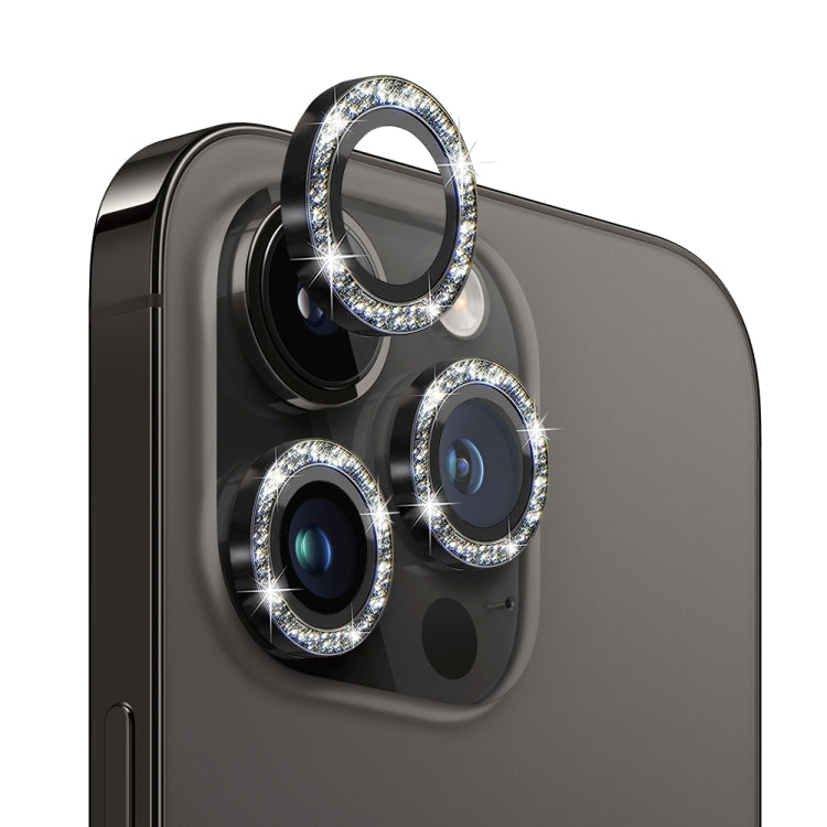 Frendorf | Für iPhone 14 Pro / 14 Pro Max NORTHJO Kameraobjektiv Gehärtetes Glas Bling Glitzer Metallring Film (Schwarz)