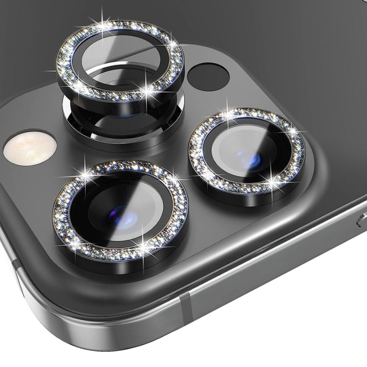 Frendorf | Für iPhone 14 Pro / 14 Pro Max NORTHJO Kameraobjektiv Gehärtetes Glas Bling Glitzer Metallring Film (Schwarz)