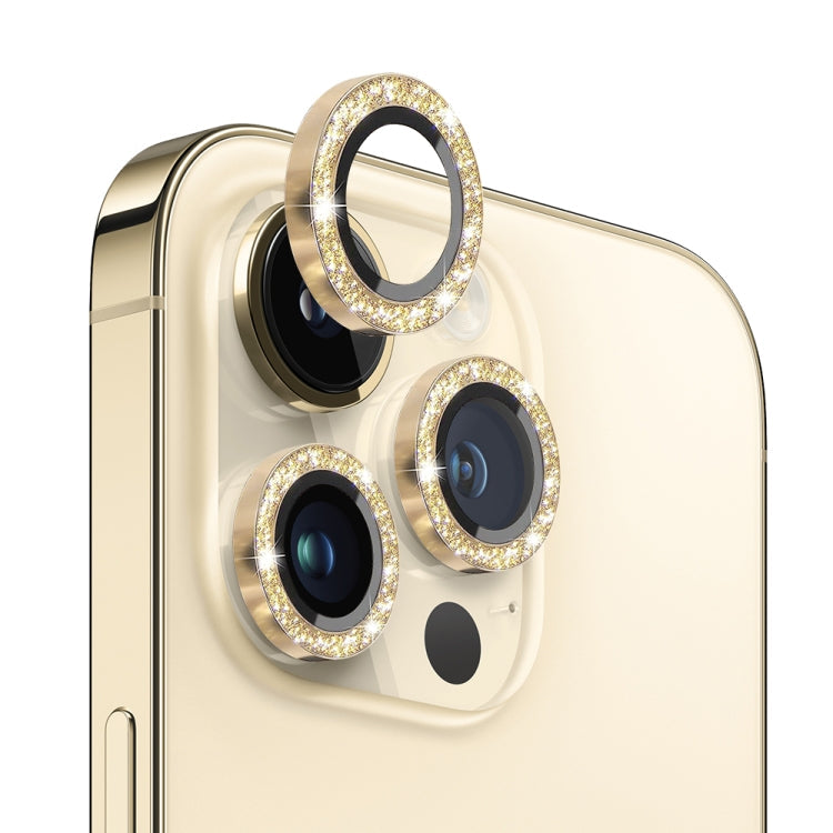 Frendorf | Für iPhone 14 Pro / 14 Pro Max NORTHJO Kamera Objektiv Gehärtetes Glas Bling Glitzer Metallring Film (Gold)
