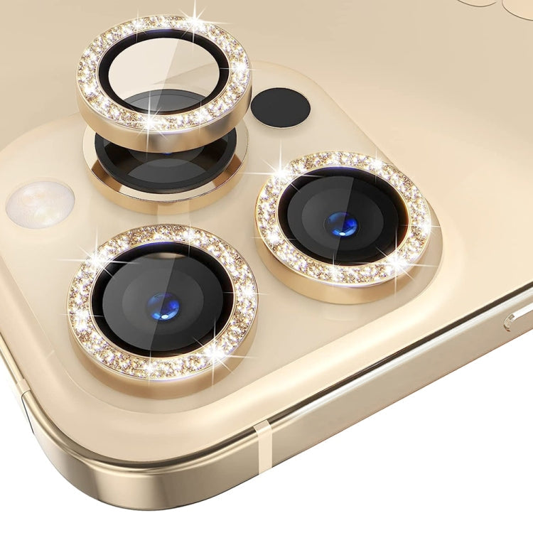 Frendorf | Für iPhone 14 Pro / 14 Pro Max NORTHJO Kamera Objektiv Gehärtetes Glas Bling Glitzer Metallring Film (Gold)