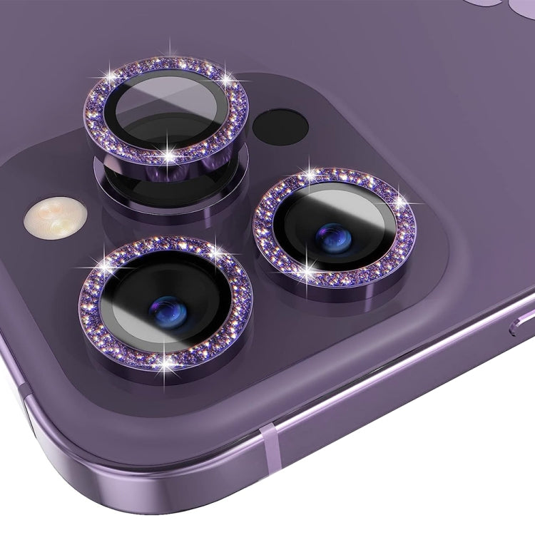 Frendorf | Für iPhone 14 Pro / 14 Pro Max NORTHJO Kameraobjektiv Gehärtetes Glas Bling Glitzer Metallring Film(Purpur)