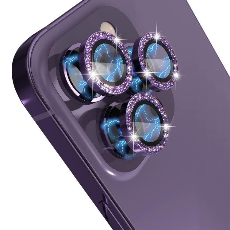 Frendorf | Für iPhone 14 Pro / 14 Pro Max NORTHJO Kameraobjektiv Gehärtetes Glas Bling Glitzer Metallring Film(Purpur)