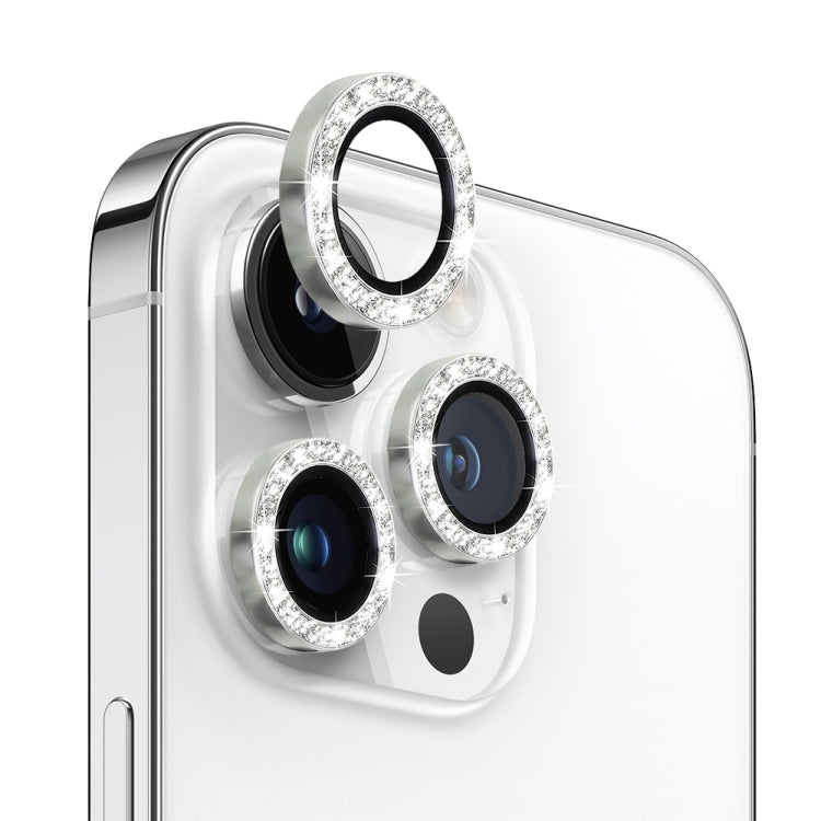 Frendorf | Für iPhone 14 Pro / 14 Pro Max NORTHJO Kameralenz gehärtetes Glas Bling Glitzer Metallring Film (Silber)