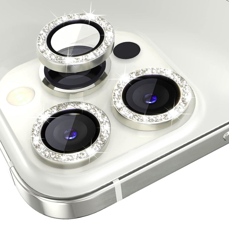 Frendorf | Für iPhone 14 Pro / 14 Pro Max NORTHJO Kameralenz gehärtetes Glas Bling Glitzer Metallring Film (Silber)