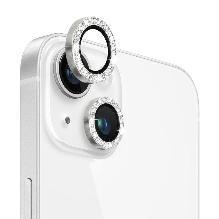 Frendorf | Für iPhone 13 / 13 mini NORTHJO Kameraobjektiv gehärtetes Glas Bling Glitzer Metallring Film (Silber)