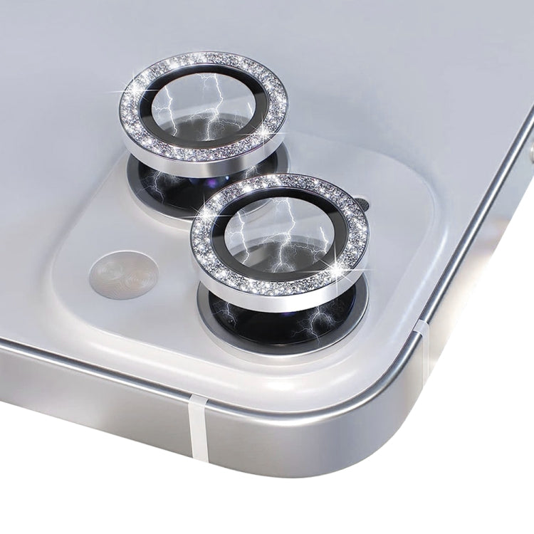 Frendorf | Für iPhone 13 / 13 mini NORTHJO Kameraobjektiv gehärtetes Glas Bling Glitzer Metallring Film (Silber)