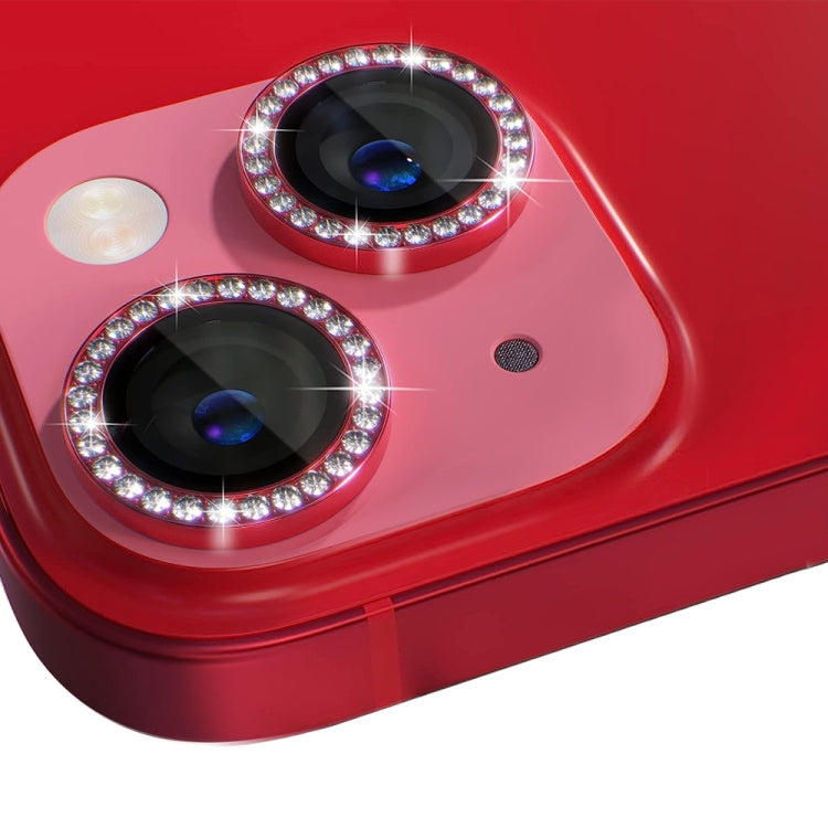 Frendorf | Für iPhone 13 / 13 Mini NORTHJO Kamera Linse Tempered Glass Metall Strassring Film (Rot)