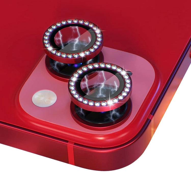Frendorf | Für iPhone 13 / 13 Mini NORTHJO Kamera Linse Tempered Glass Metall Strassring Film (Rot)