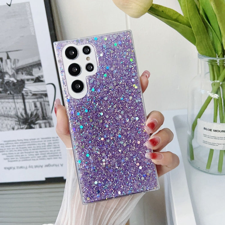 Frendorf | Für Samsung Galaxy S24 Ultra 5G Glitzer Pailletten Epoxid TPU Handyhülle (Lila)