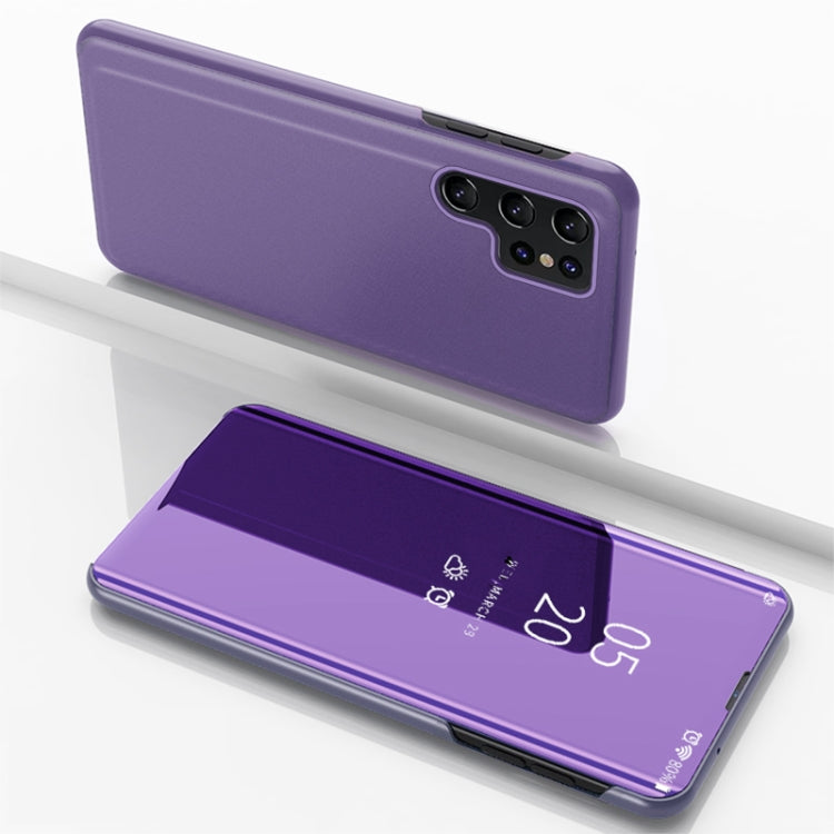 Frendorf | Für Samsung Galaxy S24 Ultra 5G Beschichtete Spiegel Horizontal Flip Leder Handyhülle mit Halter (Violett Blau)
