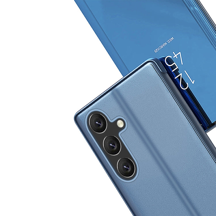 Frendorf | Für Samsung Galaxy S24 Ultra 5G Beschichtete Spiegel Horizontal Flip Leder Handyhülle mit Halter (Violett Blau)
