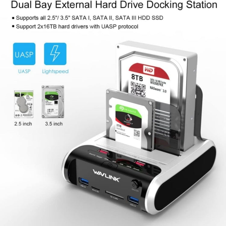Frendorf | Wavlink ST336A SSD HDD Schnelles Offline-Klon SATA USB 3.0 Externe Festplattengehäuse (US-Stecker)