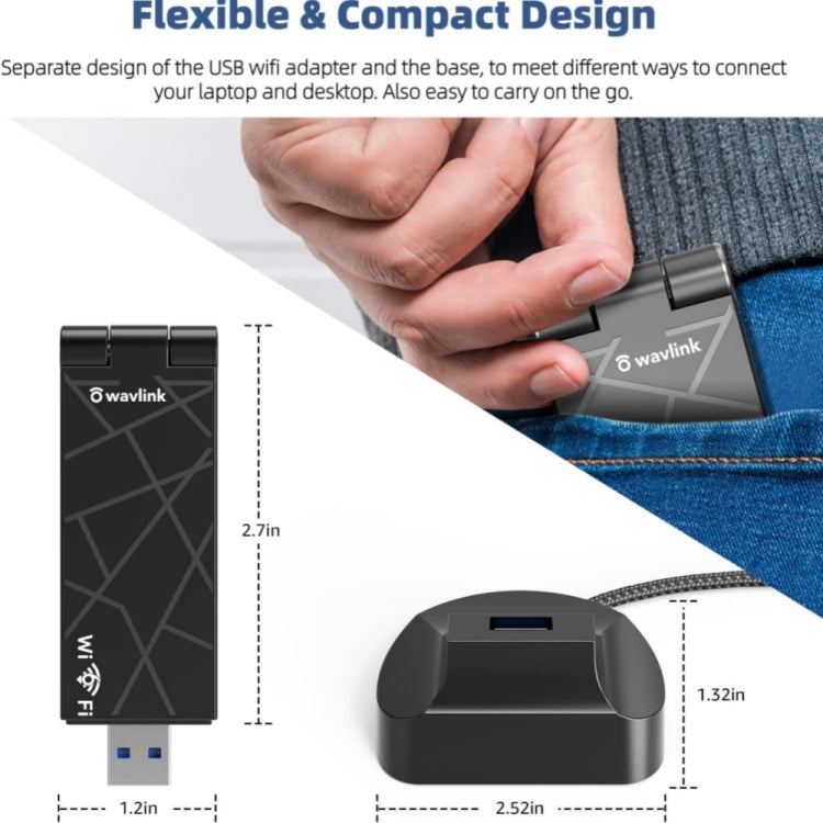 Frendorf | WAVLINK WN690X1 Für PC AX1800 WiFi 6 Wireless-AX USB3.0 Adapter Dual Band Netzwerkadapter