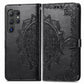 Frendorf | Für Samsung Galaxy S24 Ultra 5G Mandala Blumen Prägung Leder Handyhülle (Schwarz)