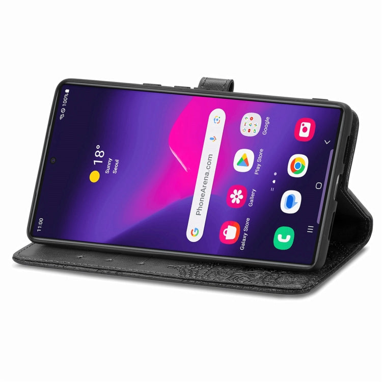 Frendorf | Für Samsung Galaxy S24 Ultra 5G Mandala Blumen Prägung Leder Handyhülle (Schwarz)