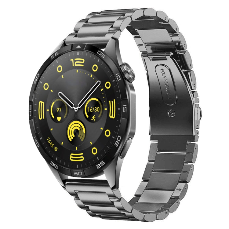 Frendorf | Für Huawei Watch GT4 46mm Drei Perlen Edelstahl Metall Armband (Grau)