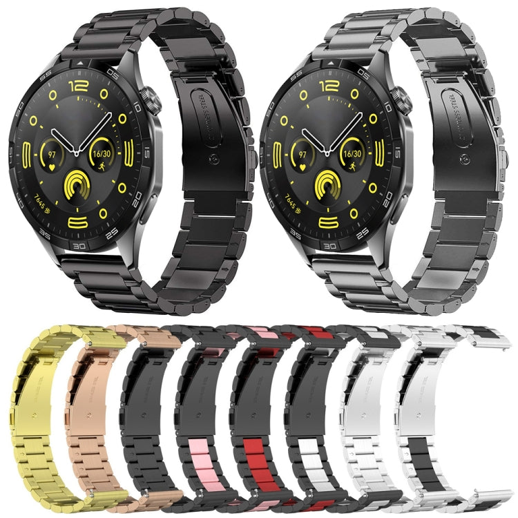 Frendorf | Für Huawei Watch GT4 46mm Drei Perlen Edelstahl Metall Armband (Grau)