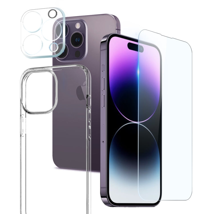 Frendorf | Für iPhone 14 Pro NORTHJO 3 in 1 TPU Handyhülle mit Bildschirmfolie und Objektivfolie (klar)