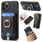 Frendorf | Für iPhone 14 Pro Max Retro teilbare magentische Karten Tasche Leder Handyhülle (Schwarz)
