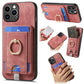 Frendorf | Für iPhone 14 Pro Max Retro teilbare magnetische Karten Tasche Leder Handyhülle (Pink)