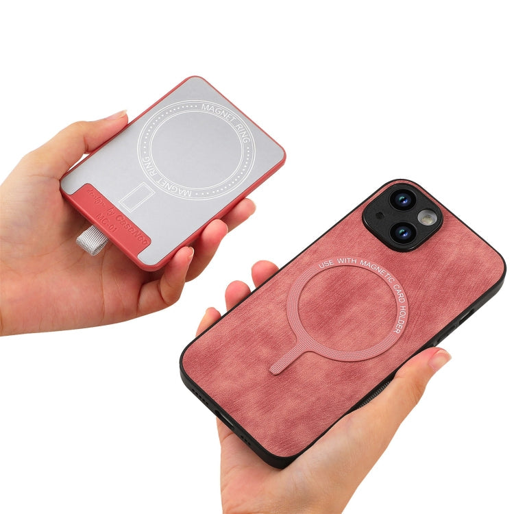 Frendorf | Für iPhone 14 Pro Max Retro teilbare magnetische Karten Tasche Leder Handyhülle (Pink)