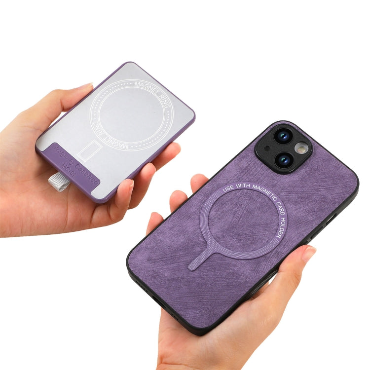 Frendorf | Für iPhone 14 Pro Max Retro teilbare magnetische Kartenbeutel Leder Handyhülle (Lila)