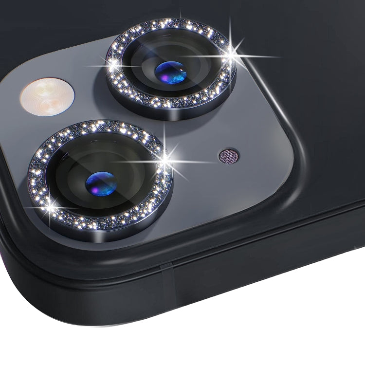 Frendorf | Für iPhone 15 / 15 Plus NORTHJO Kameralinse Schutz Tempered Glass Bling Glitter Metallring Film (Schwarz)