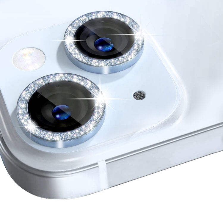 Frendorf | Für iPhone 15 / 15 Plus NORTHJO Kamera-Linsen-Schutz Tempered Glass Bling Glitter Metallring Film (Blau)
