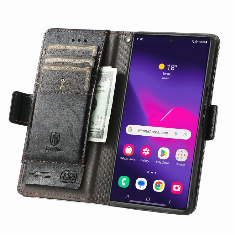 Frendorf | Für Samsung Galaxy S24 Ultra 5G CaseNeo Splicing Dual Magnetic Buckle Ledertasche (Schwarz)