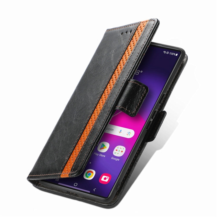 Frendorf | Für Samsung Galaxy S24 Ultra 5G CaseNeo Splicing Dual Magnetic Buckle Ledertasche (Schwarz)