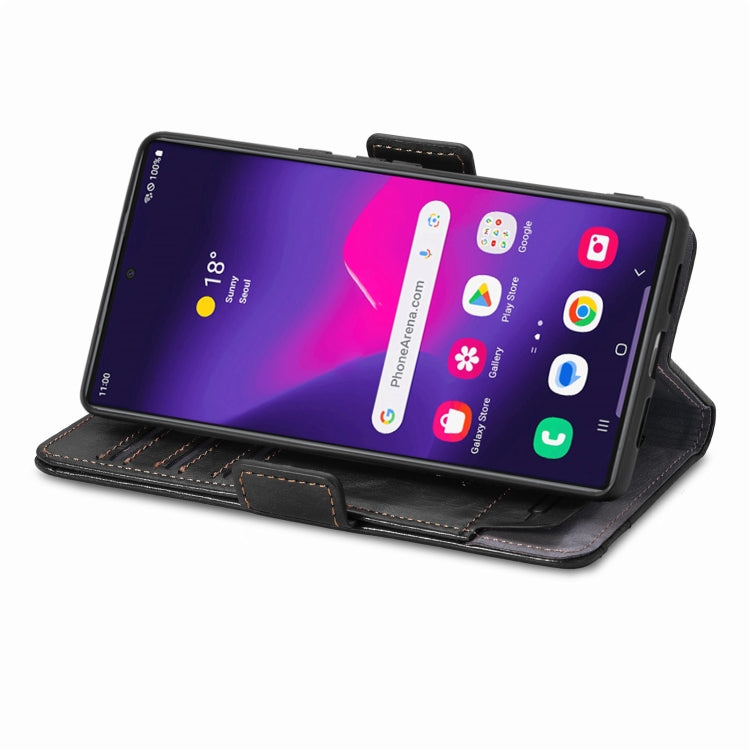 Frendorf | Für Samsung Galaxy S24 Ultra 5G CaseNeo Splicing Dual Magnetic Buckle Ledertasche (Schwarz)