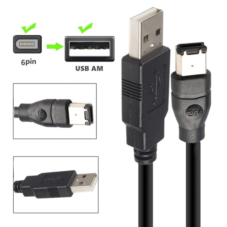 Frendorf | JUNSUNMAY Firewire IEEE 1394 6 Pin Male zu USB 2.0 Male Adapter Konverter Kabel, Länge: 4,5 m