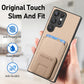 Frendorf | Für Samsung Galaxy S24 Ultra 5G Carbon Fiber Card Bag Fold Stand Phone Case (Khaki)