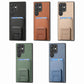 Frendorf | Für Samsung Galaxy S24 Ultra 5G Carbon Fiber Card Bag Fold Stand Phone Case (Khaki)