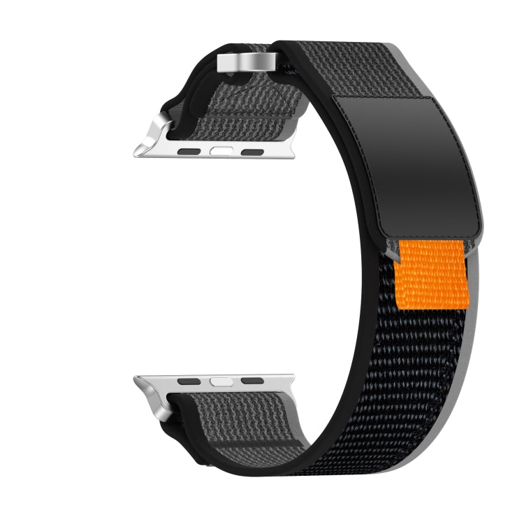 Frendorf | Für Apple Watch SE 40mm Doppelhaken- und Schlaufen-Schnellverschluss Nylon-Uhrenarmband (Schwarz+Grau)